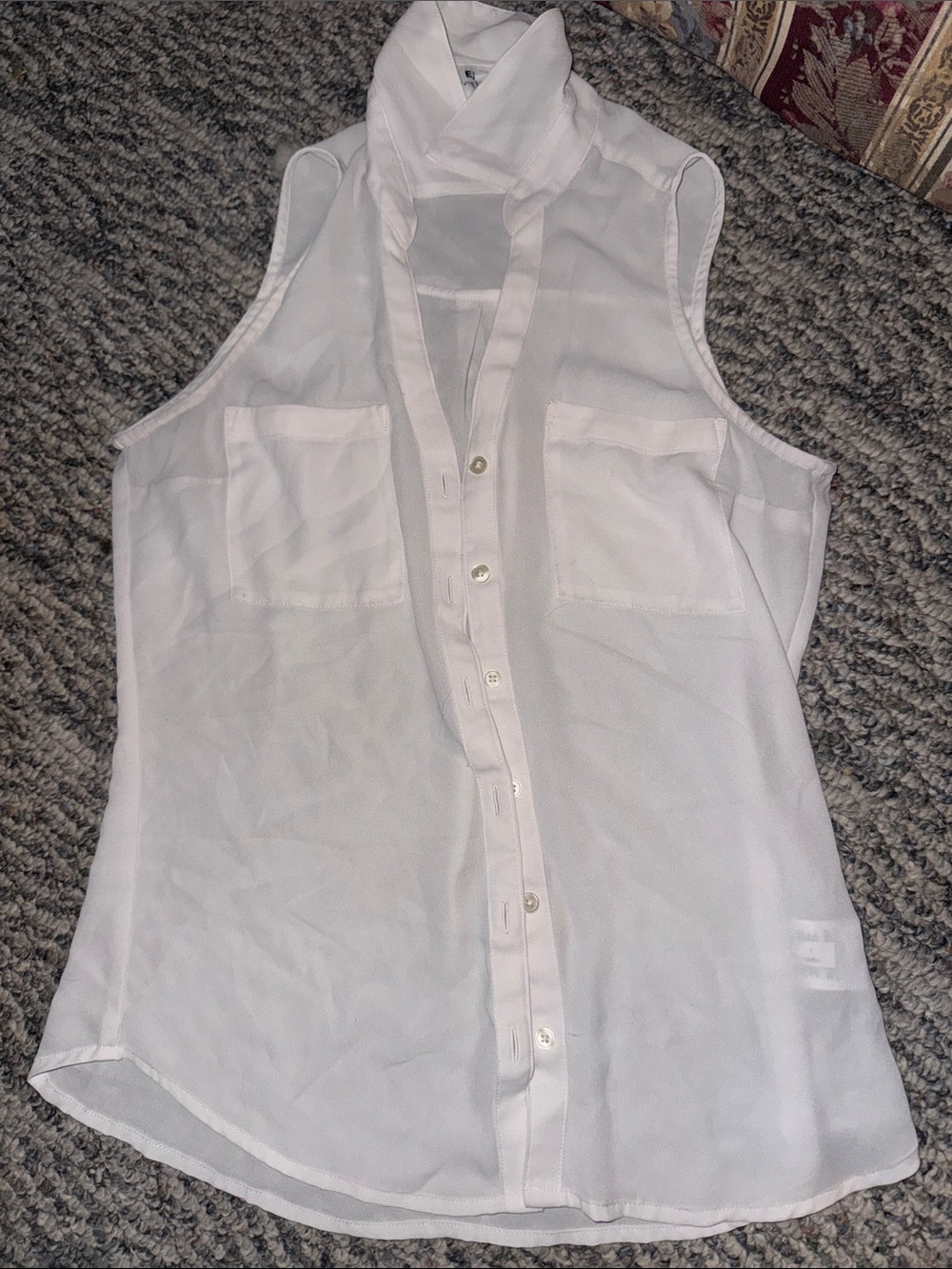 Express White Sleeveless Sheer Button-Up Blouse